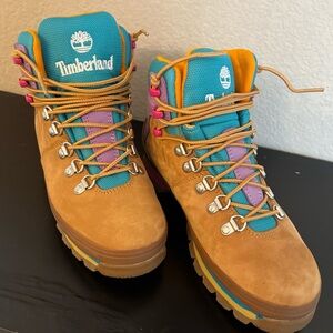Timberland Brown and Teal Outdoor Boots